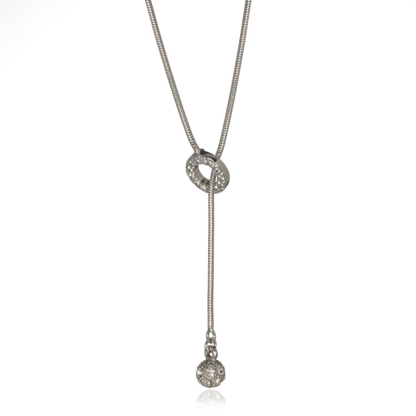 Sterling Silver Pave Ball Drop Lariat Necklaces