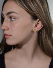 14K White Gold Canary Cushion Cut Earrings