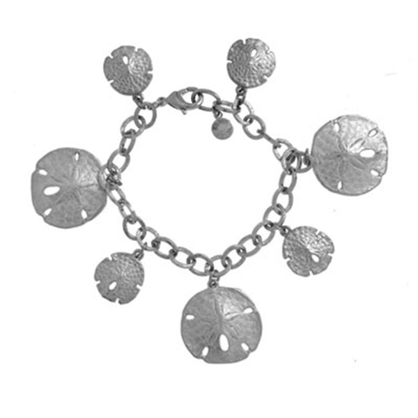 Silvertone Sand Dollar 7 Charm Bracelet
