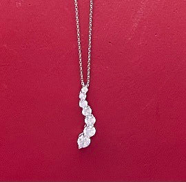 Sterling Silver 7 Round CZ Pendant Necklace
