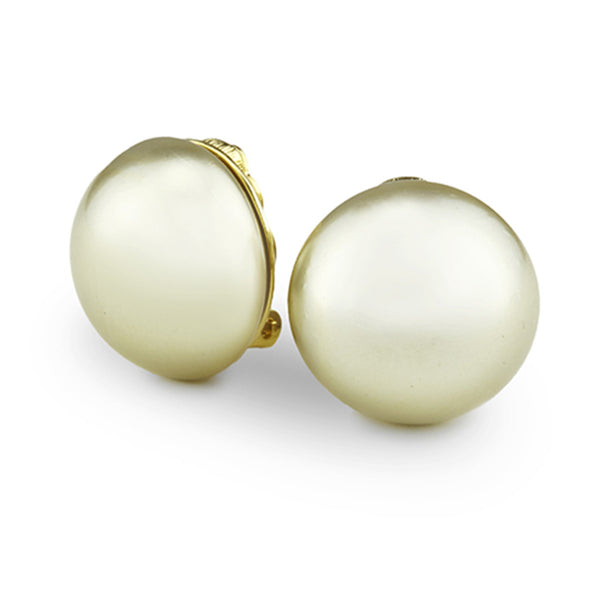 Goldtone 20MM Kiska Pearl Button Earrings