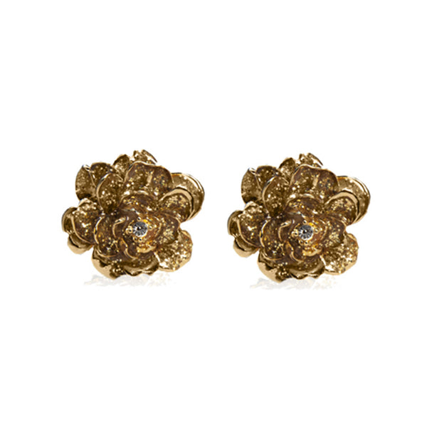 Garden Stardust Gold Clip Earrings