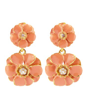 Goldtone Coral Les Roses Double Drop Earrings