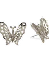 Silvertone Butterfly Pierced Earrings