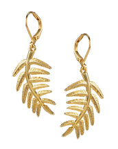 Goldtone Leverback Leaf Drop Earrings