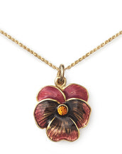 Pansy Pendant On 14k Gold Serpentine Chain