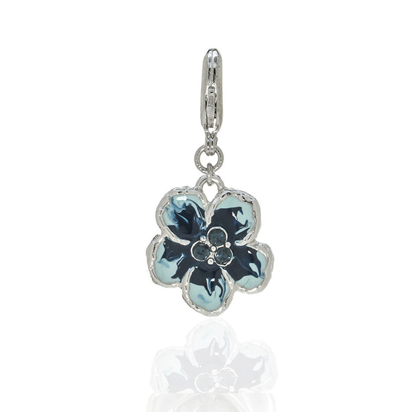 Orchid Evening Blue Mix Charm with Lobster Claw