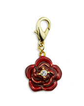 Red Rose Gold Tone Drop Charm