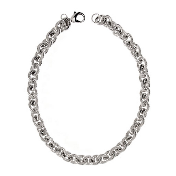 Ribbed Link Silver Tone Necklace