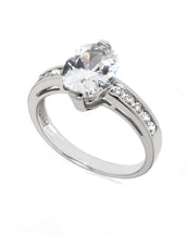 14k White Gold Oval CZ With Channel Settings