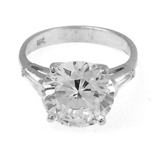 14K White Gold Round Cut Ring 6.5CT (Size 7)