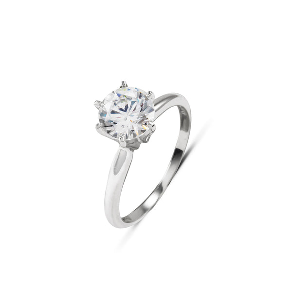 Sterling Silver Cubic Zirconia  Round Cut Ring 1.00 Carat Weight