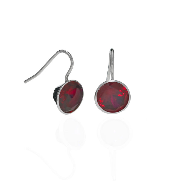 6 Carat Ruby CZ Sterling Silver Bezel Set Earrings