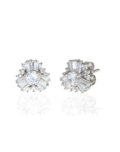 3.6 Carat Round CZ With Baguettes Sterling Silver Earrings