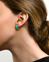 Turquoise/Black Reversible Hugs® Clip Earrings