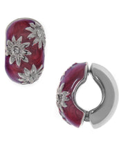 Silvertone/ Red Crystals Flower Reversible Hugs® Clip Earrings