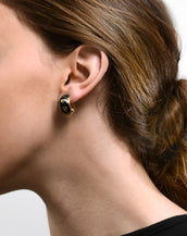 Black w/Gold Motif Reversible Hugs® Clip Earrings