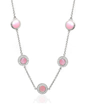 Sterling Silver Pink Mother Of Pearl Chain Necklace