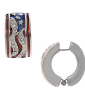 Silvertone Flag Red Blue w/Crystals Reversible Hugs®