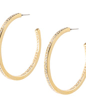 Large Goldtone Pave Hoop Earrings