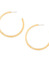Large Goldtone Pave Hoop Earrings
