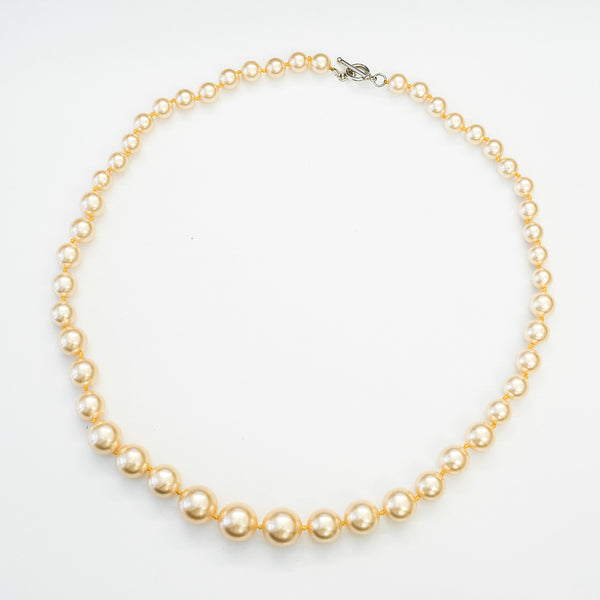 Apricot Pearl Graduated necklace with Antique Toggle Clasp  28"
