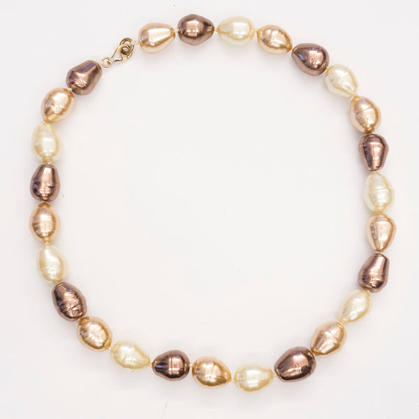 Brown Mix Baroque Pearl Necklace 14mm