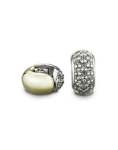 Goldtone/Silvertone Pave Small Reversible Hugs® Clip Earrings