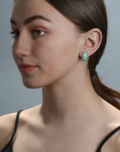 Aqua Starlight Silvertone With Crystals Reversible Hugs® Clip Earrings