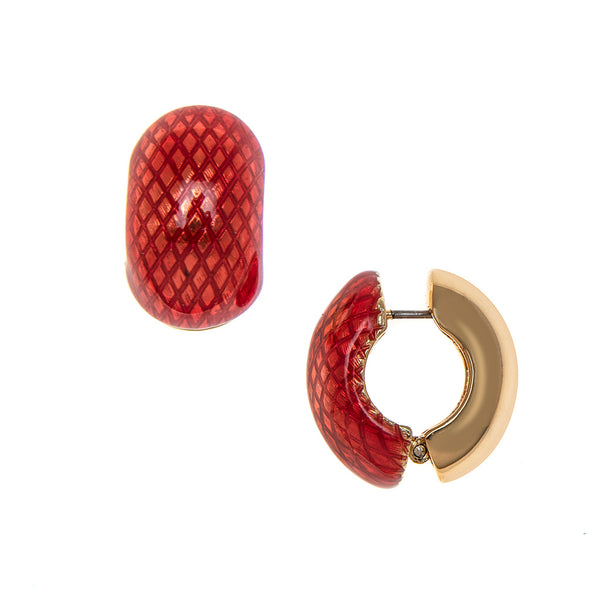 Goldtone Red Snakeskin Reversible Hugs® Pierced