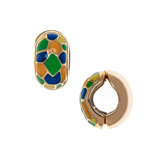Gold tone/ Multicolor Cobble Reversible Hugs® Clip Earrings