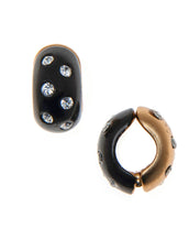 Goldtone/ Hematite Starlight With Crystals Reversible Hugs® Clip Earrings
