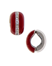 Silvertone Red With Crystals Reversible Hugs® Clip Earrings