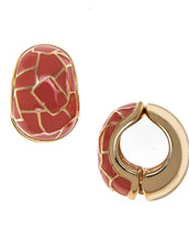 Gold tone/Coral Cobble Reversible Hugs® Clip Earrings