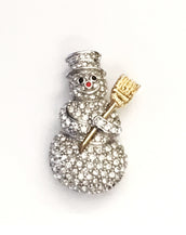 Snowman Pin With Austrian Crystals
