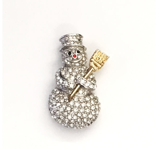 Snowman Pin With Austrian Crystals
