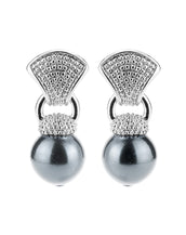 10mm Grey Pearl Silvertone Caviar Drop Earrings