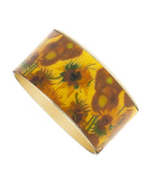 Van Gogh Sunflowers Goldtone Bangle Bracelet 1 1/2"