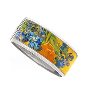 Van Gogh Irises Hinged Bracelet Silvertone