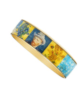 Van Gogh Collage Goldtone Bangle Bracelet 3/4"