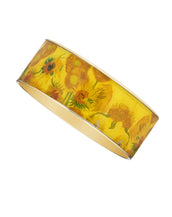 Van Gogh Sunflowers Goldtone Bangle Bracelet 1"