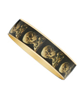 Van Gogh Skull Goldtone Bangle Bracelet 3/4"