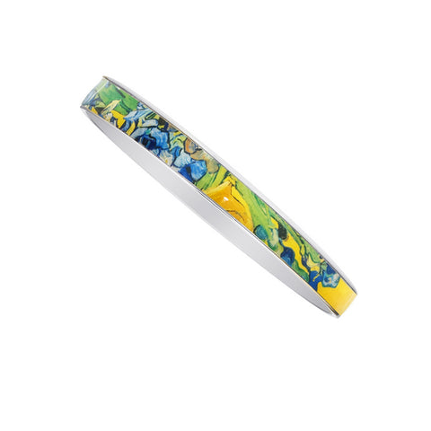 Van Gogh Irises Bangle Bracelet Silvertone 3/8"