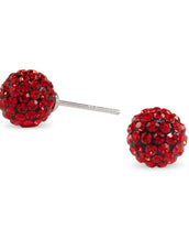 Red Crystal Ball Stud Earrings