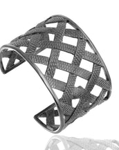 Hematite Snakeskin Cuff Bracelet
