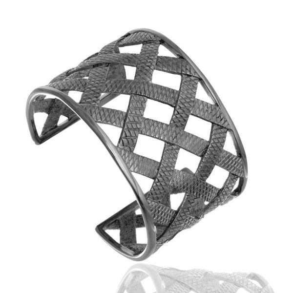 Hematite Snakeskin Cuff Bracelet