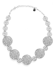 Silvertone Textured Disc Necklace