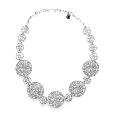 Silvertone Textured Disc Necklace