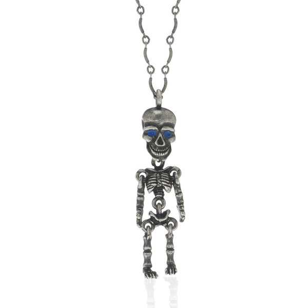 Silver Tone Skeleton Pendant Necklace