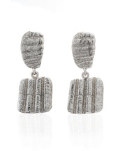 Square Shell Drop  Earring Silver Stardust